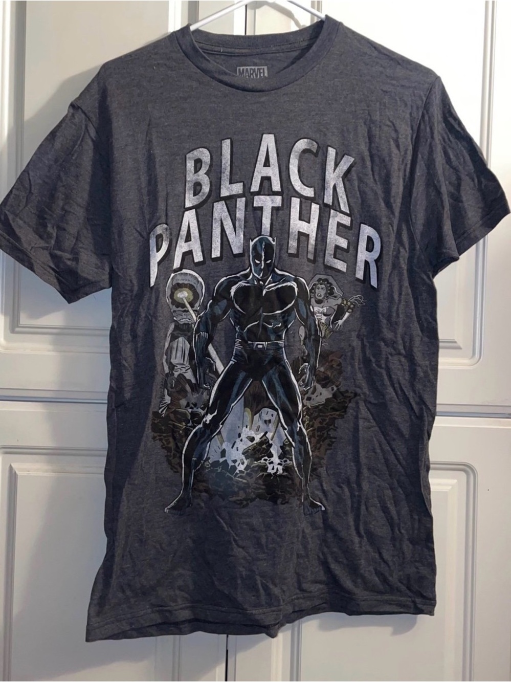 Marvel Black Panther Graphic Tee - Dark Gray with White Accents